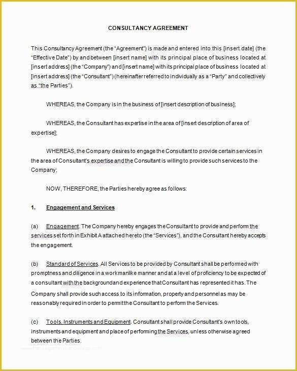 Free Consulting Agreement Template Word Of 6 Consulting Contract Templates – Free Word Pdf