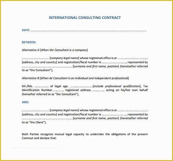 Free Consulting Agreement Template Word Of 8 Consultant Contract Templates to Download for Free