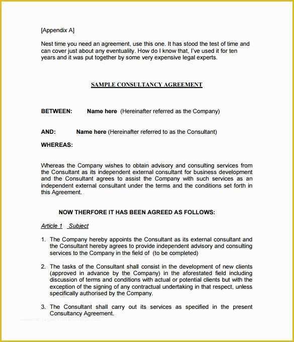 Free Consulting Agreement Template Word Of Consulting Agreement Template