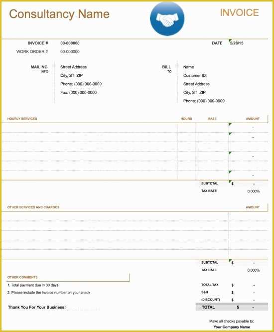 Free Consulting Invoice Template Word Of Free Consulting Invoice Template Excel Pdf
