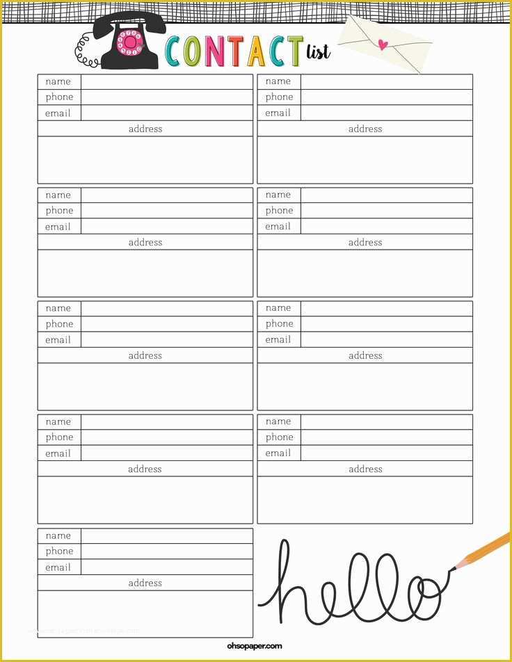 Free Contact Information Template Of 17 Best Ideas About Free Printable Calendar On Pinterest