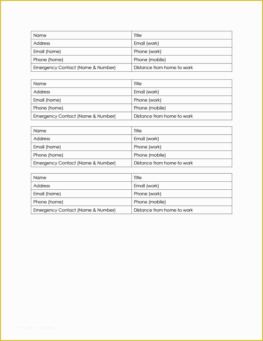 Free Contact Information Template Of 40 Phone & Email Contact List Templates [word Excel]