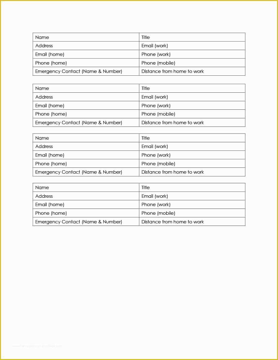 Free Contact Information Template Of 40 Phone & Email Contact List Templates [word Excel]