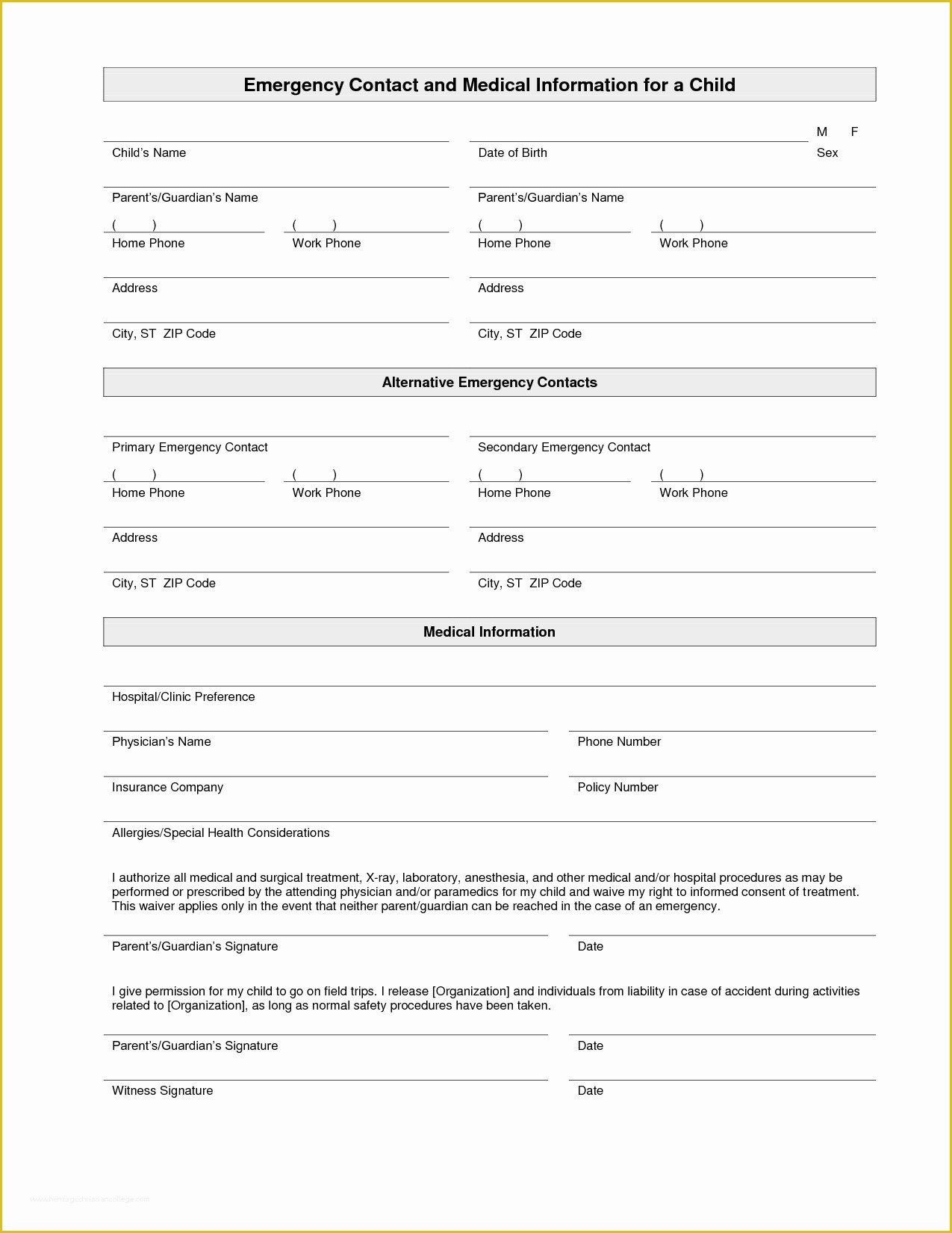 Free Contact Information Template Of 7 Best Of Printable Employee Emergency Contact List