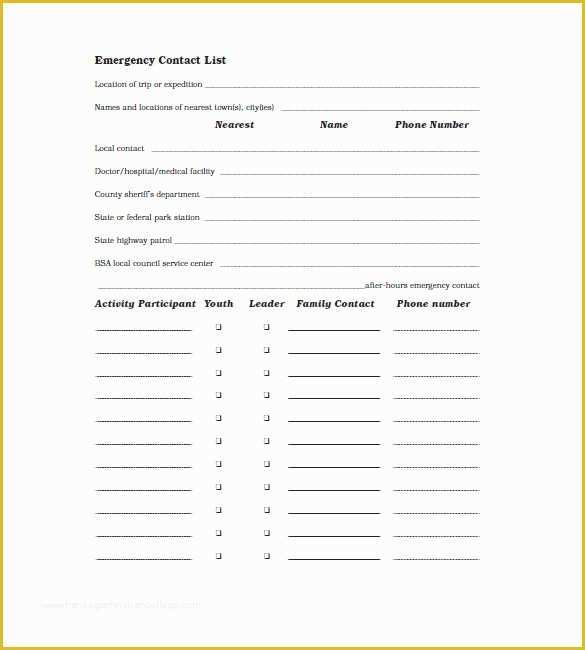 Free Contact Information Template Of Contact List Template 10 Free Word Excel Pdf format