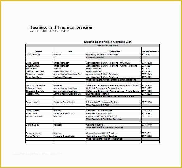 Free Contact Information Template Of Contact List Template 10 Free Word Excel Pdf format