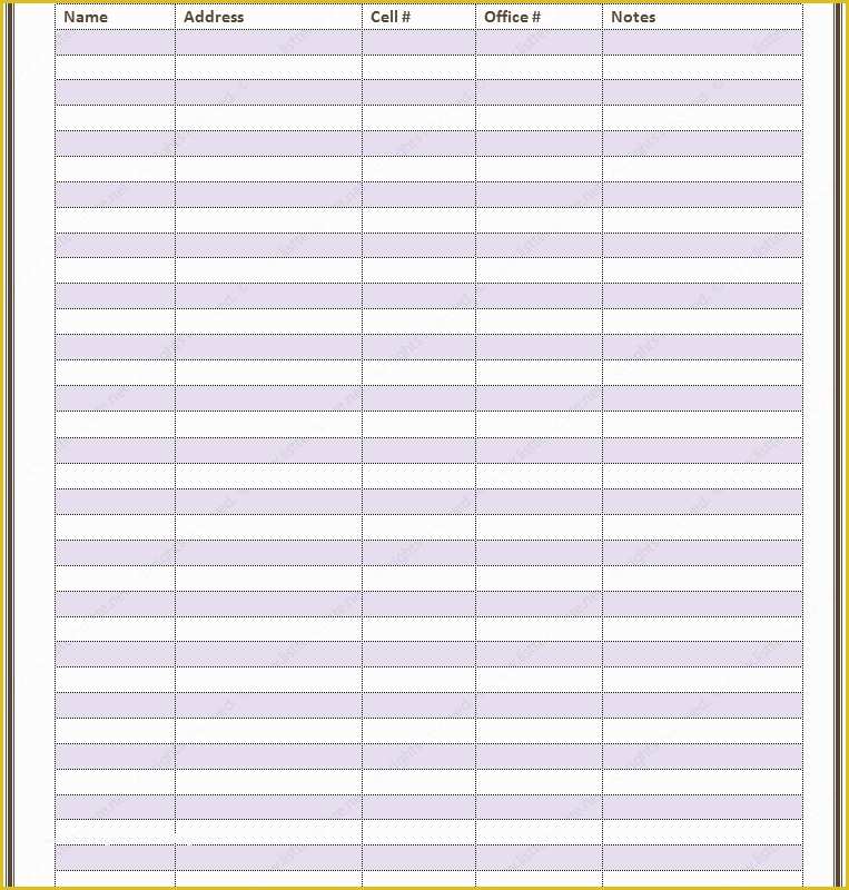 Free Contact Information Template Of Contact List Template