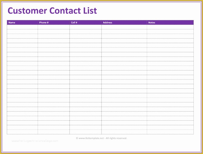 Free Contact Information Template Of Customer Contact List Template 5 Best Contact Lists