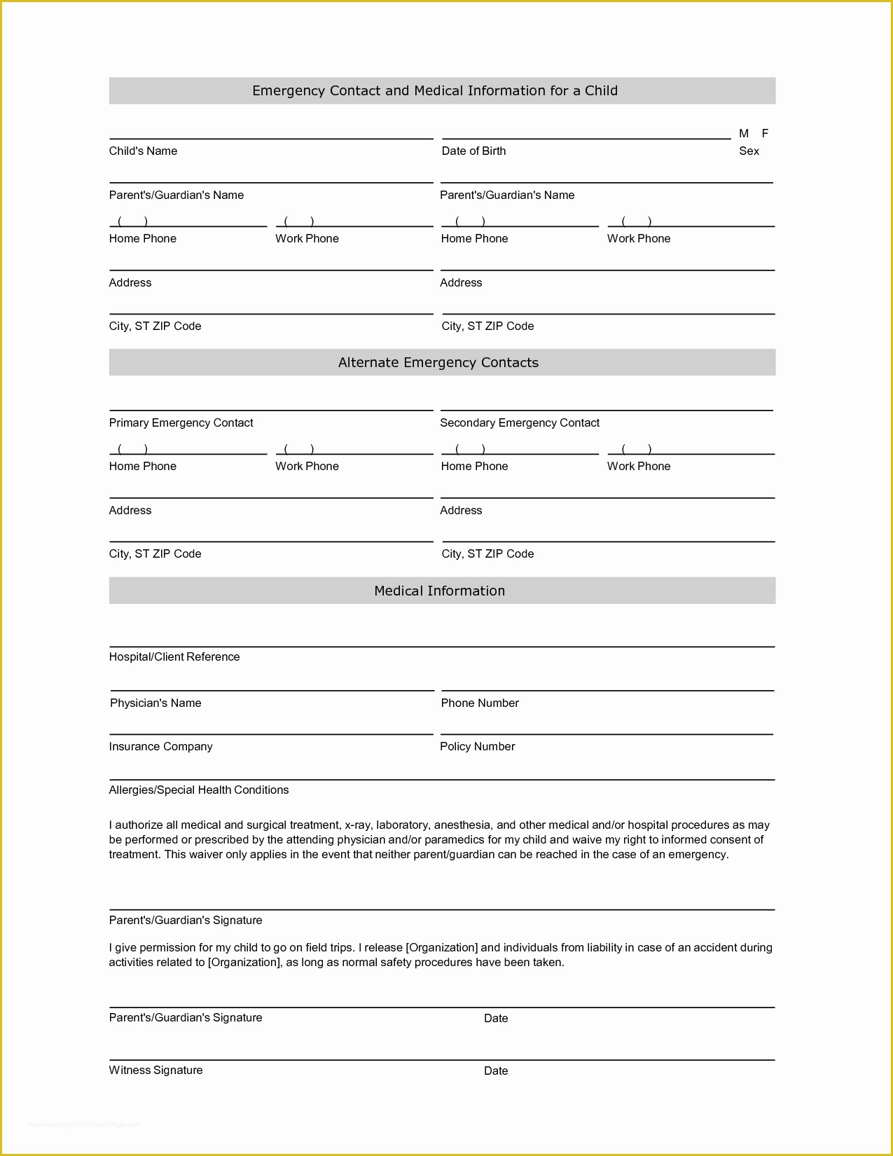 Free Contact Information Template Of Employee Emergency Contact Printable form to Pin