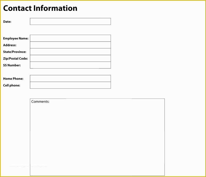 Free Contact Information Template Of Pdf Templates