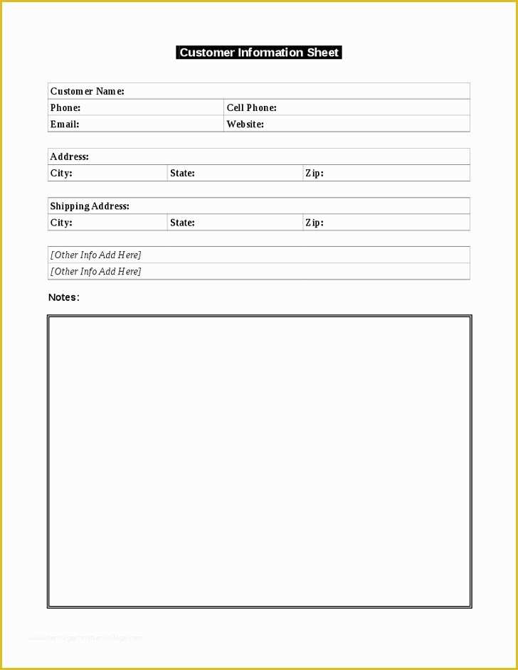 Free Contact Information Template Of Use This Simple Customer Information Template to Keep A