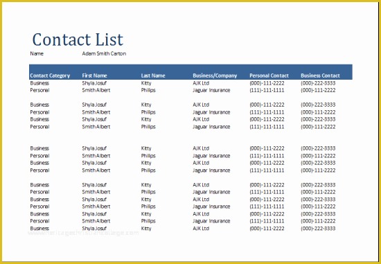Free Contact List Template Of 24 Free Contact List Templates In Word Excel Pdf