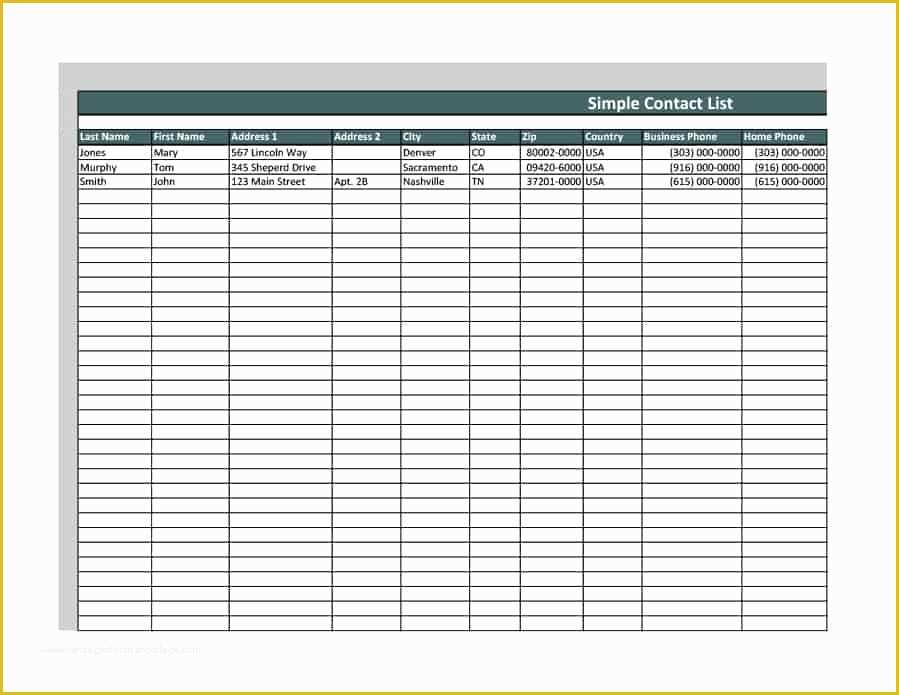 Free Contact List Template Of 40 Phone &amp; Email Contact List Templates [word Excel]