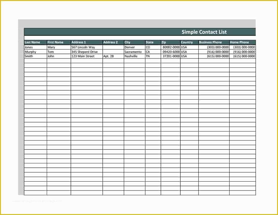 Free Contact List Template Of 40 Phone & Email Contact List Templates [word Excel]