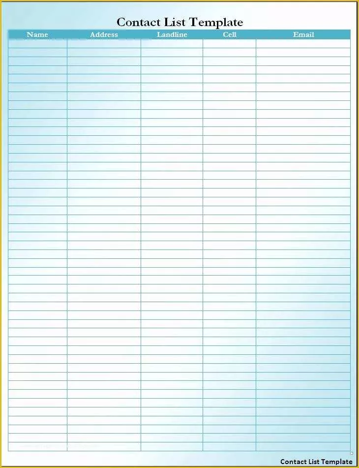 Free Contact List Template Of 5 Best Of Printable Number and Name List Phone