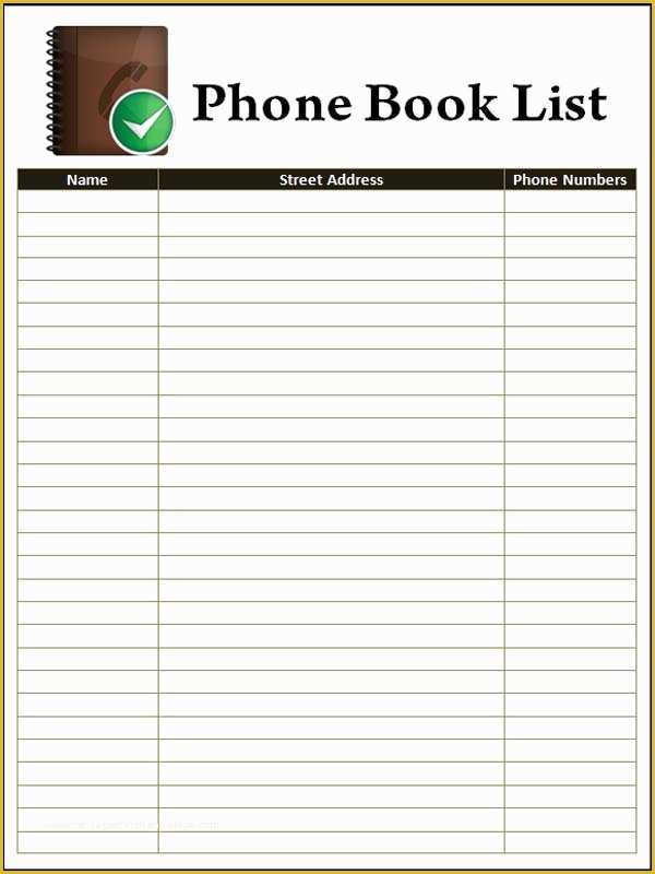 Free Contact List Template Of 7 Best Of Phone Book Template Printable Printable