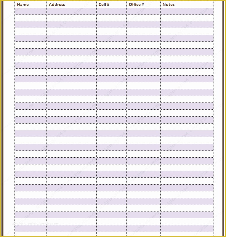 Free Contact List Template Of 9 Best Of Work Phone Contact List Printable