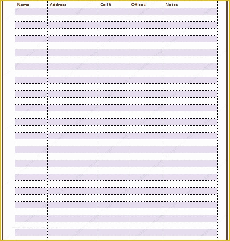 Free Contact List Template Of 9 Best Of Work Phone Contact List Printable