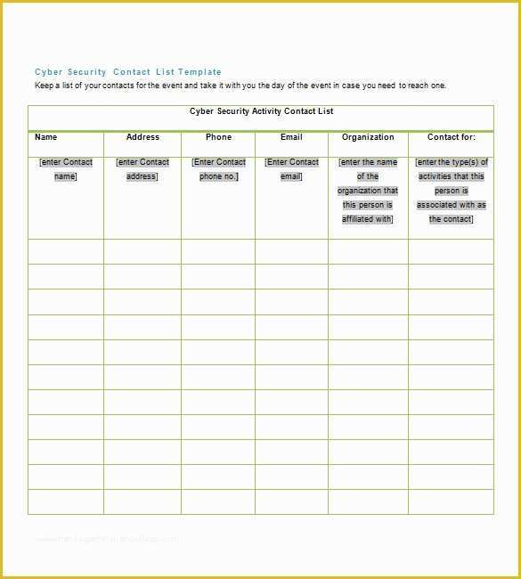 Free Contact List Template Of Contact List Template 19 Free Sample Example format