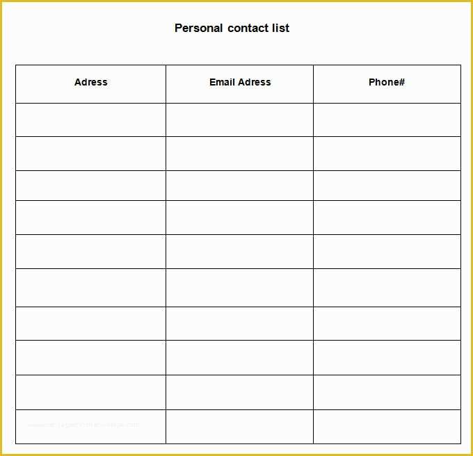 Free Contact List Template Of Contact List Template 4 Free Word Pdf Documents