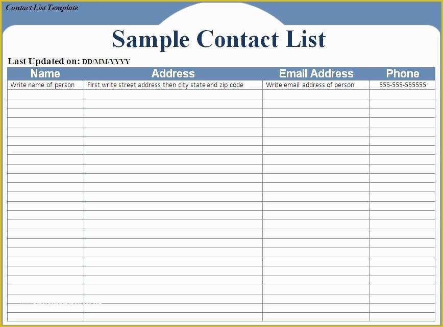 Free Contact List Template Of Contact List Template Word Excel formats