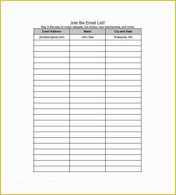 Free Contact List Template Of Email List Template 10 Free Word Excel Pdf format