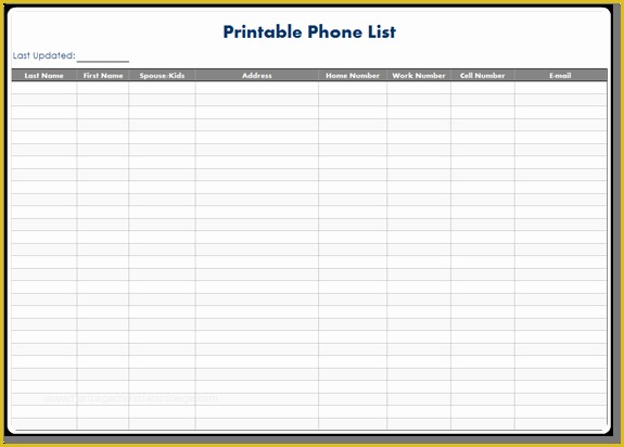 Free Contact List Template Of Free Phone List Template Excel