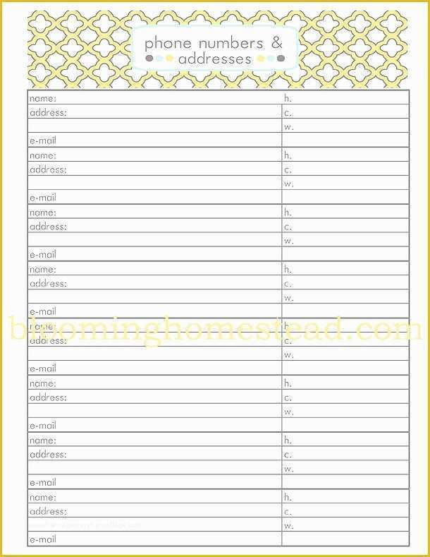 Free Contact Page Template Of Free Phone Number and Address Contact Sheet Printable