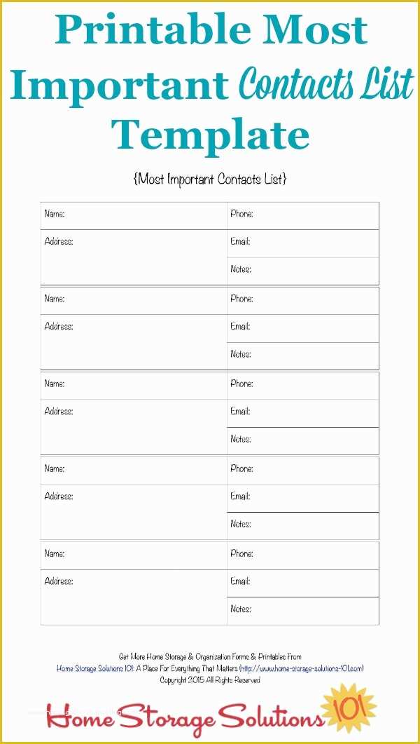 Free Contact Page Template Of Free Printable Important Contact List Template