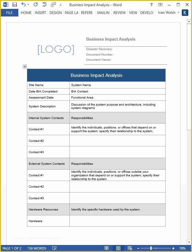 Free Contingency Plan Template Excel Of Business Continuity Plan – Download 48 Pg Ms Word & 12