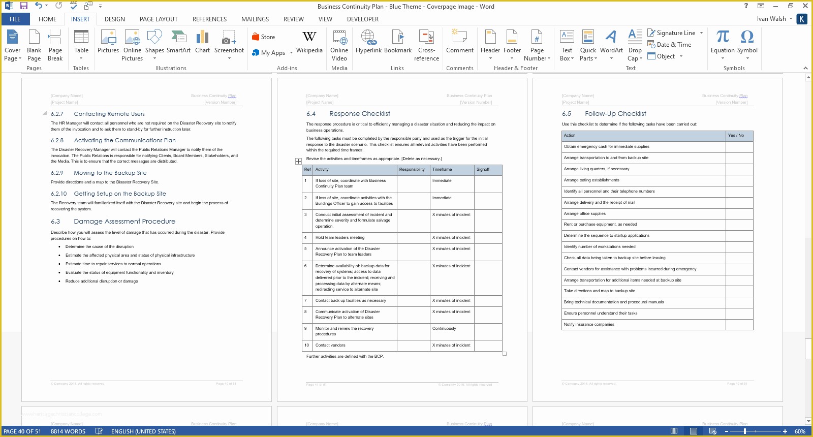 Free Contingency Plan Template Excel Of Business Continuity Plan – Download 48 Pg Ms Word &amp; 12