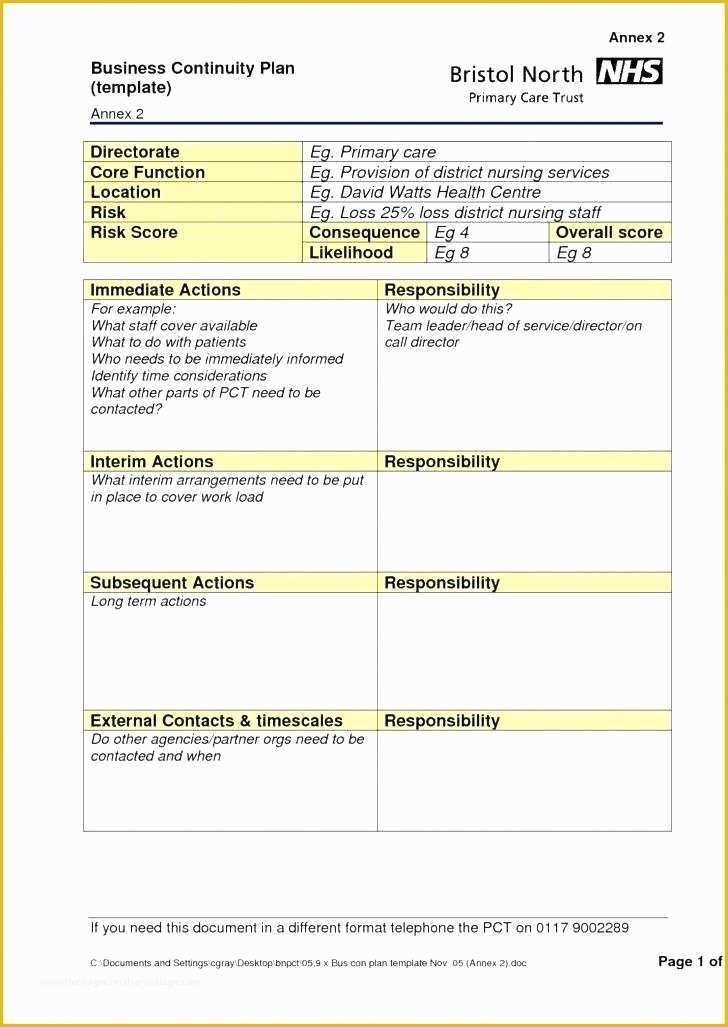 Free Contingency Plan Template Excel Of It Contingency Plan Template Sign Emergency Contingency