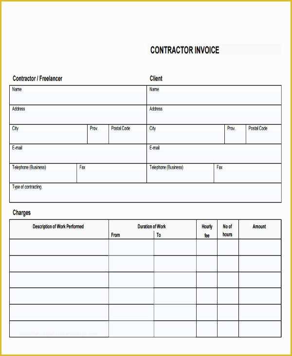 Free Contractor Invoice Template Of 18 Free Contractor Invoice Samples