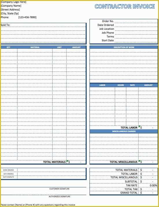 Free Contractor Invoice Template Of Contractor Invoice Template Excel