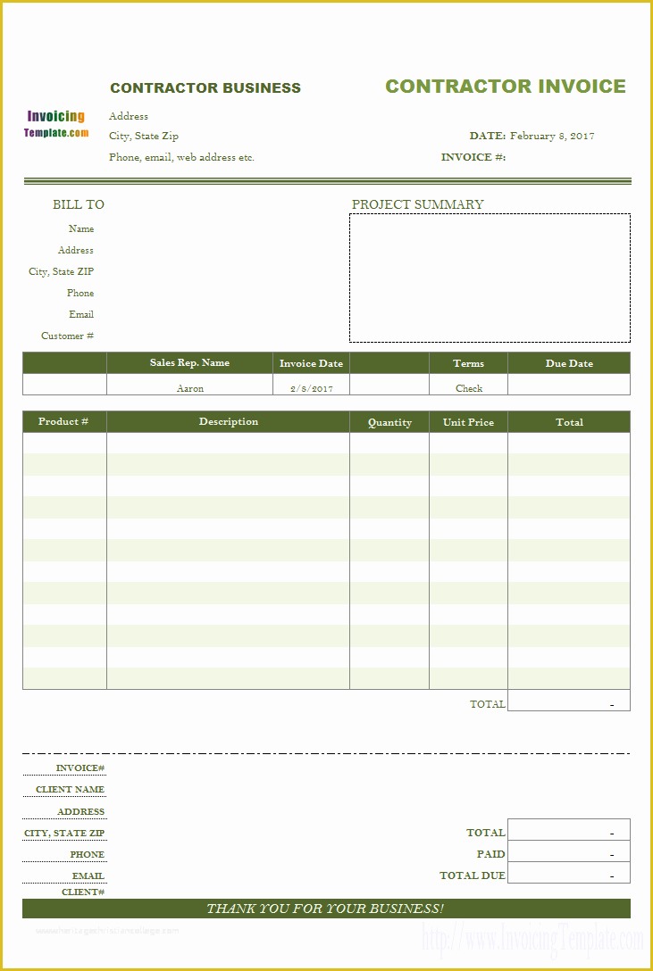 Free Contractor Invoice Template Of Contractor Invoice Templates Free 20 Results Found