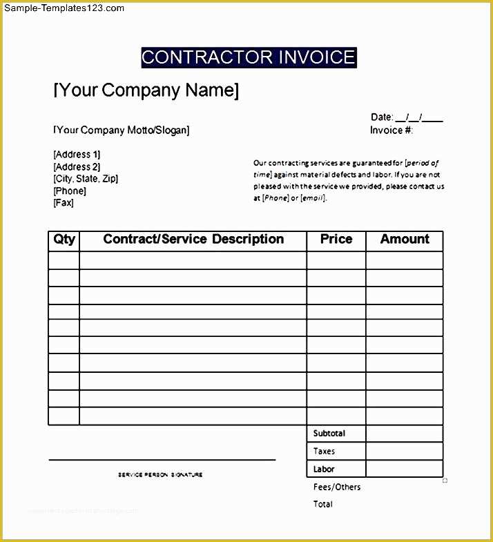 Free Contractor Invoice Template Of General Contractor Invoice