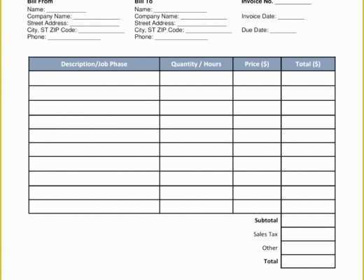 Free Contractor Invoice Template Pdf Of Invoice Template for Contractor for Free Construction