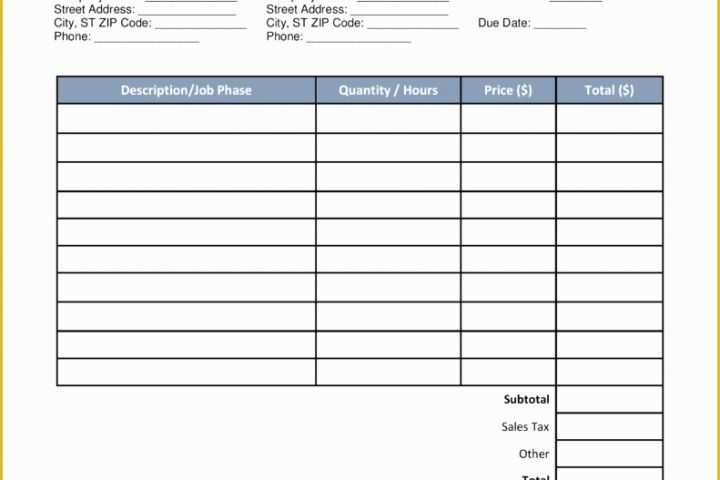 Free Contractor Invoice Template Pdf Of Invoice Template for Contractor for Free Construction