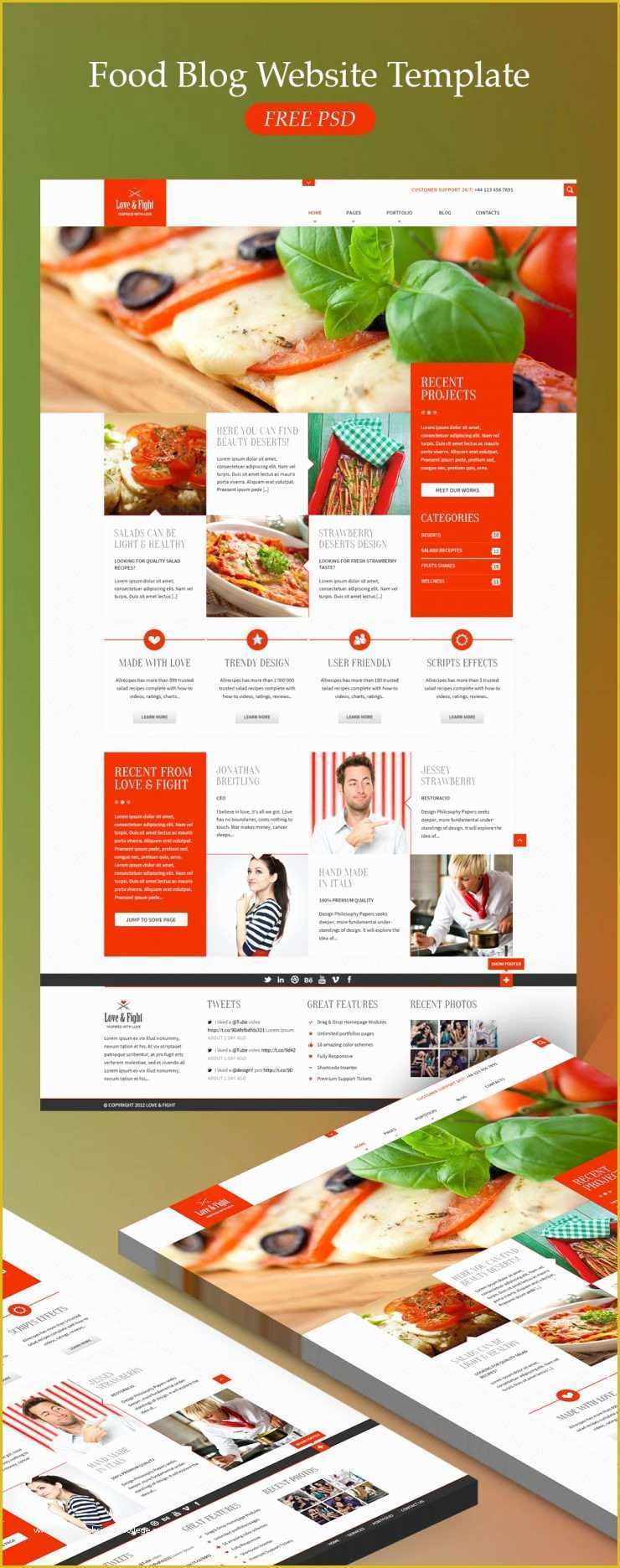 Free Cooking Website Templates Of Food Blog Website Template Free Psd Download Psd