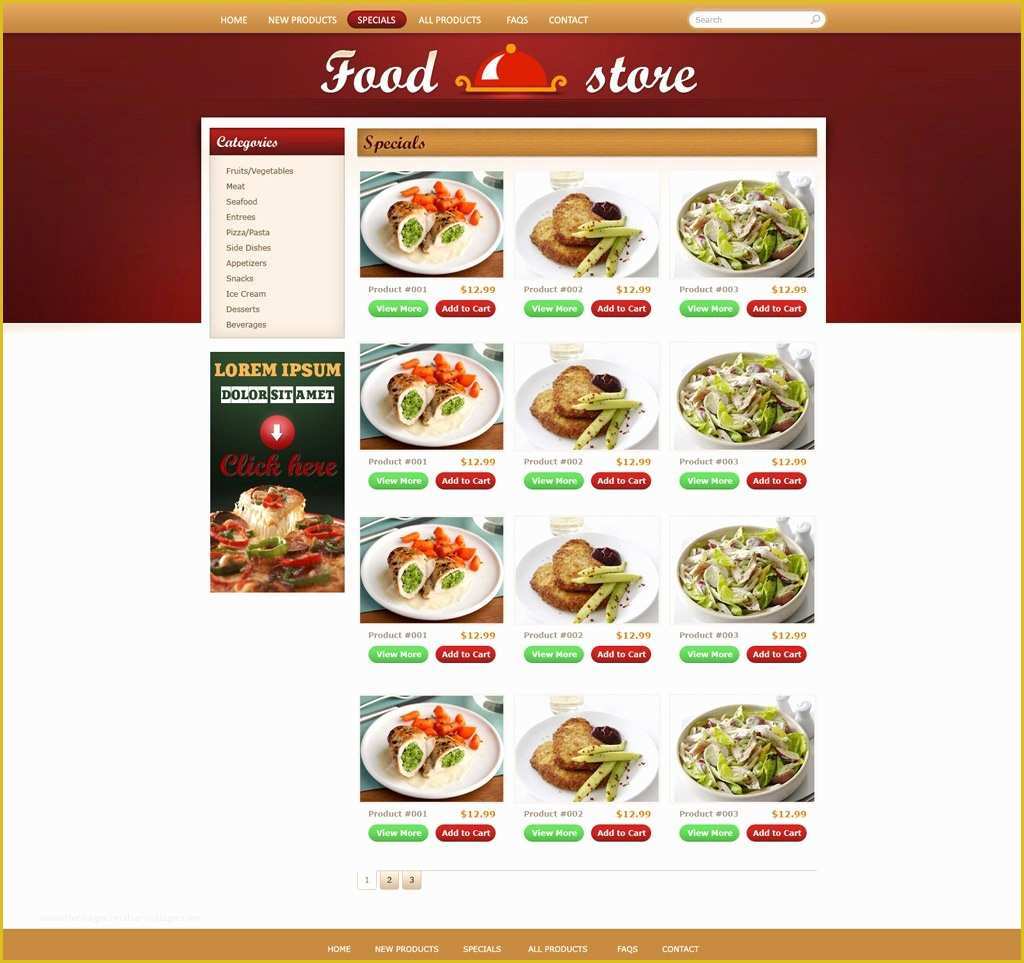Free Cooking Website Templates Of Free Food Store Template