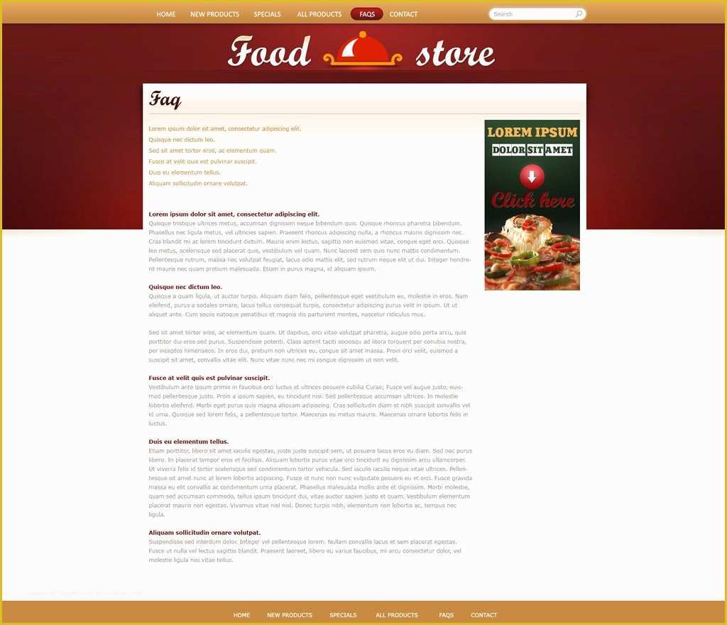 Free Cooking Website Templates Of Free Food Store Template