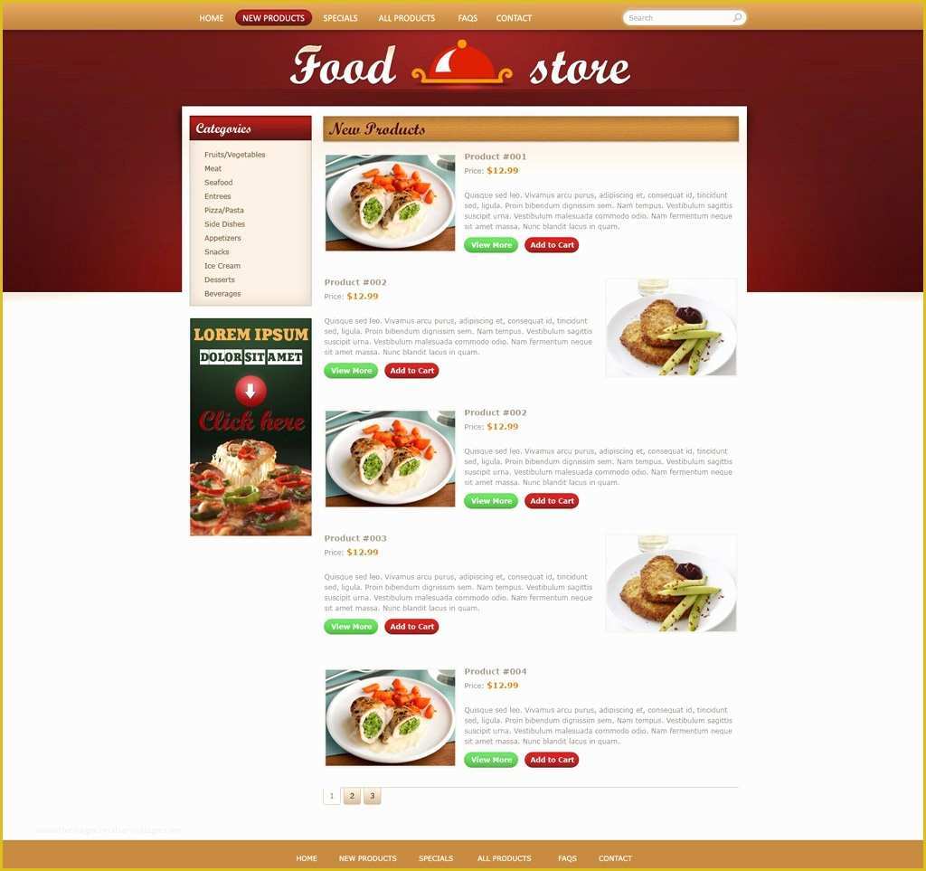 Free Cooking Website Templates Of Free Food Store Template