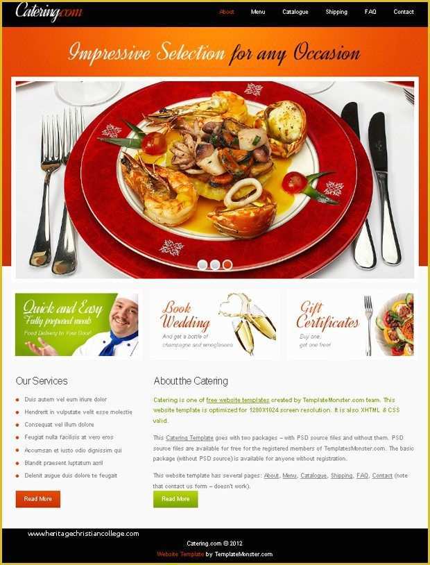 Free Cooking Website Templates Of Free Website Template with Jquery Slider for Food Delivery