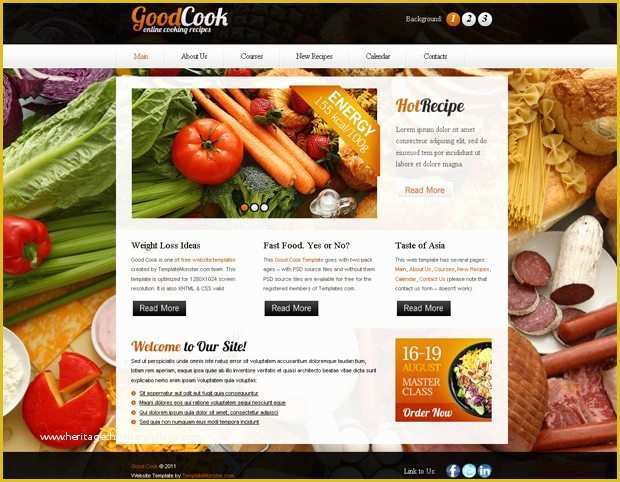 Free Cooking Website Templates Of Free Website Template with Slideshow for Cooking Site