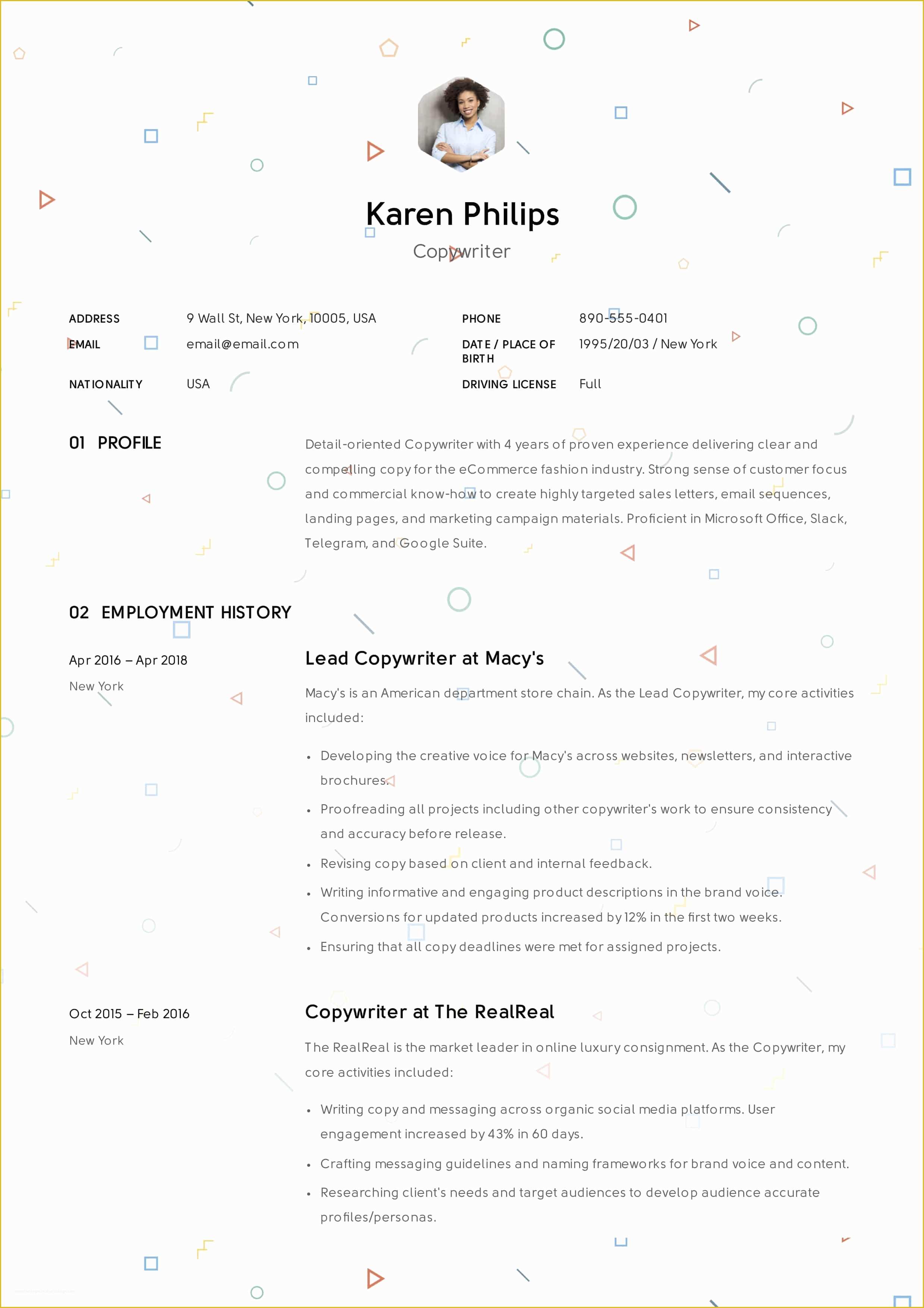 Free Copywriting Templates Of Guide 12 Different Copywriter Resume Samples 2019