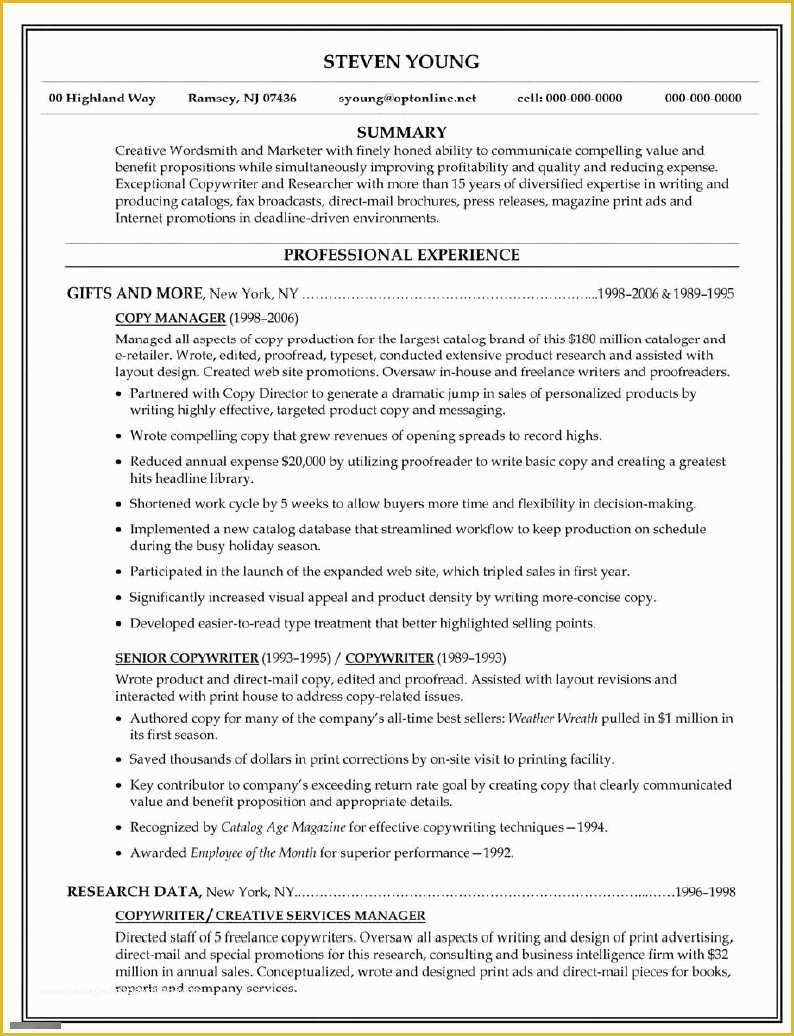 Free Copywriting Templates Of Sample Copy Resume Editor Job for Proofreader