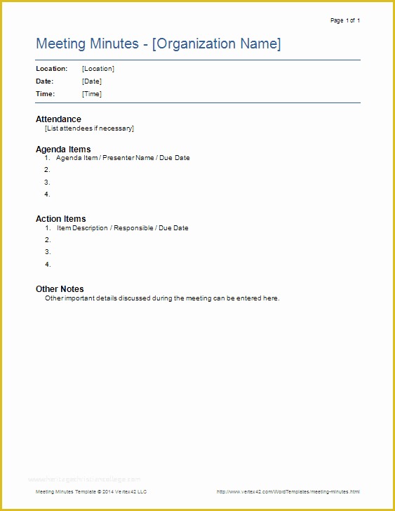 Free Corporate Minute Book Template Of Download the Basic Meeting Minutes Template From Vertex42