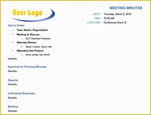 Free Corporate Minute Book Template Of Free Meeting Minutes Template for Microsoft Word