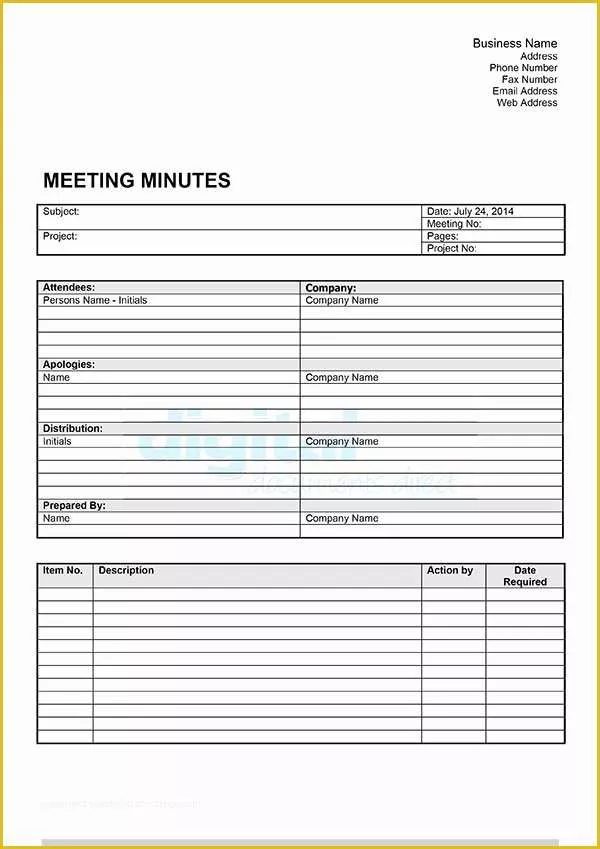 Free Corporate Minute Book Template Of Meeting Minutes Template Download now