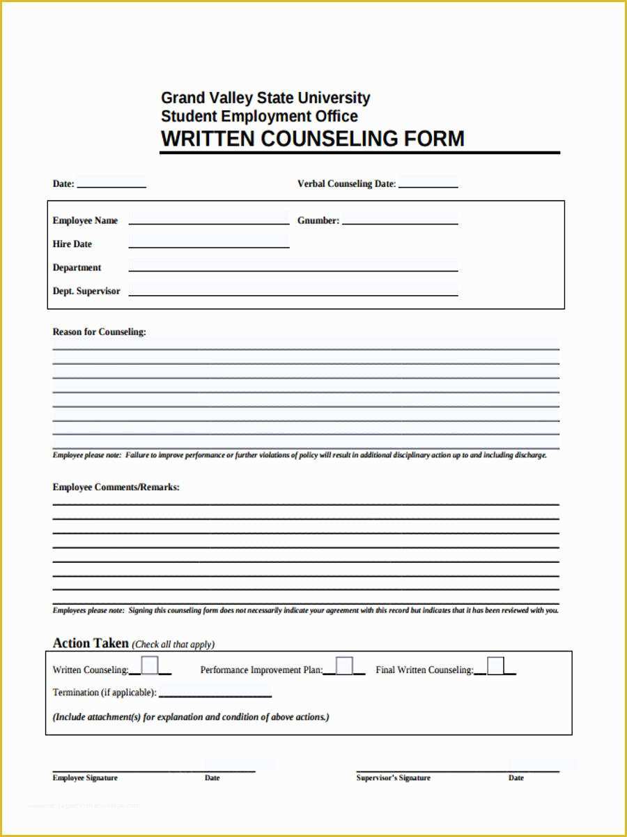 Free Counseling forms Templates Of 9 Employee Counseling forms Free Sample Example format